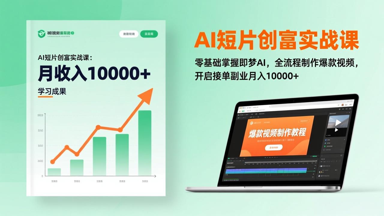 AI短片创富实战课：零基础掌握即梦AI，全流程制作爆款视频，开启接单副业月入10000+(更新-818877学习网