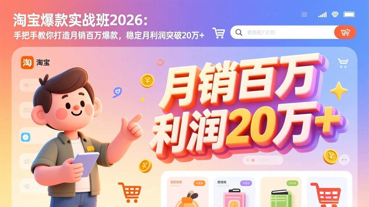 （17209期）淘宝爆款实战班2026：手把手教你打造月销百万爆款，稳定月利润突破20万+-818877学习网