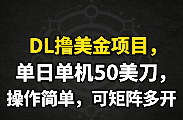 DL撸美金项目，单日单机50美刀，操作简单，可矩阵多开-818877学习网