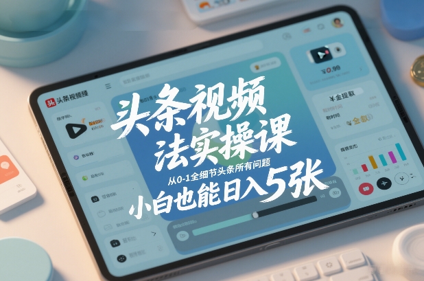 头条视频玩法实操课,从0-1全细节头条所有问题,小白也能日入5张-818877学习网