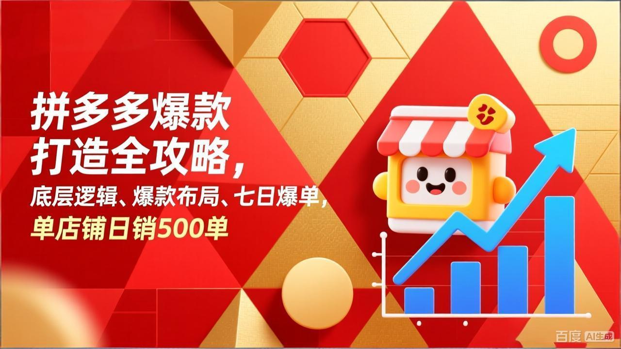 拼多多爆款打造全攻略，底层逻辑、爆款布局、七日爆单，单店铺日销500单-818877学习网
