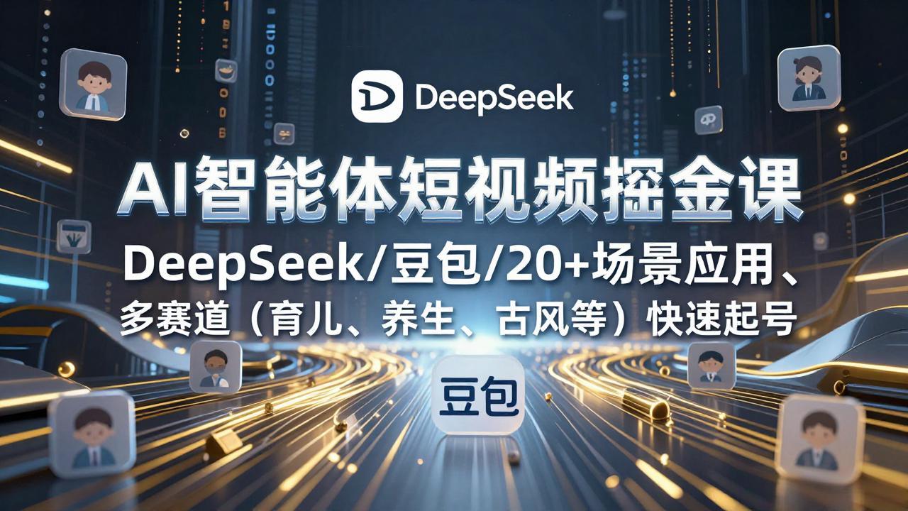 AI智能体短视频掘金课,DeepSeek/豆包/20+场景应用、多赛道(育儿、养生、古风等-818877学习网