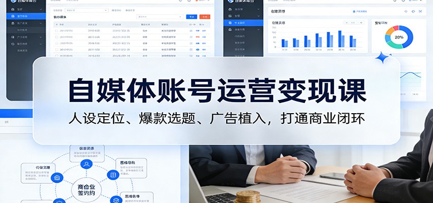 自媒体账号运营变现课：人设定位、爆款选题、广告植入，打通商业闭环-818877学习网