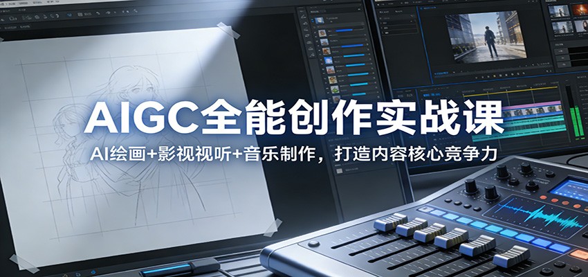 AIGC全能创作实战课：AI绘画+影视视听+音乐制作，打造内容核心竞争力-818877学习网