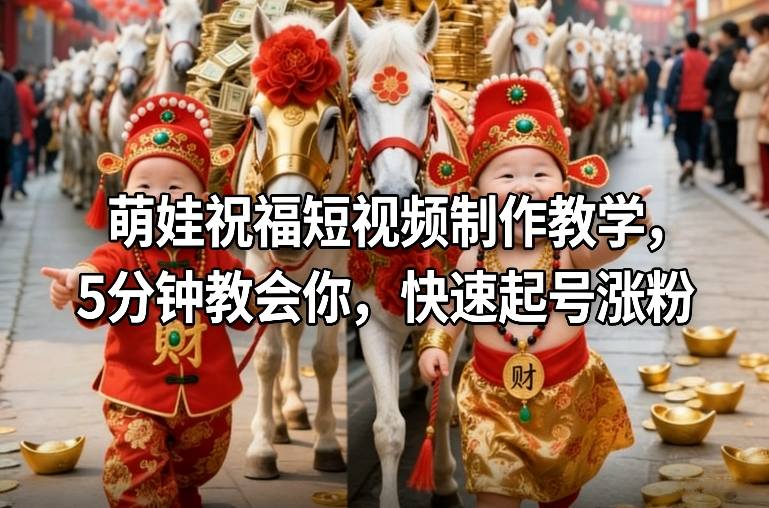 萌娃祝福短视频制作教学,5分钟教会你,快速起号涨粉-818877学习网