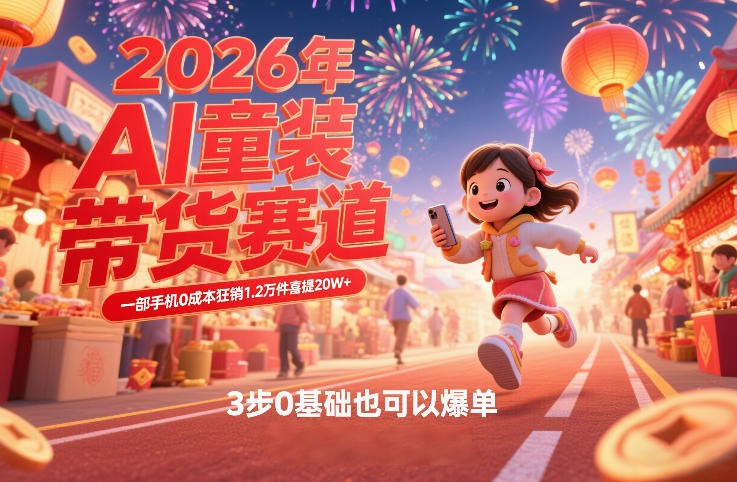 AI童装新春带货赛道,一部手机0成本狂销1.2万件喜提20W+,3步0基础也可以爆单-818877学习网