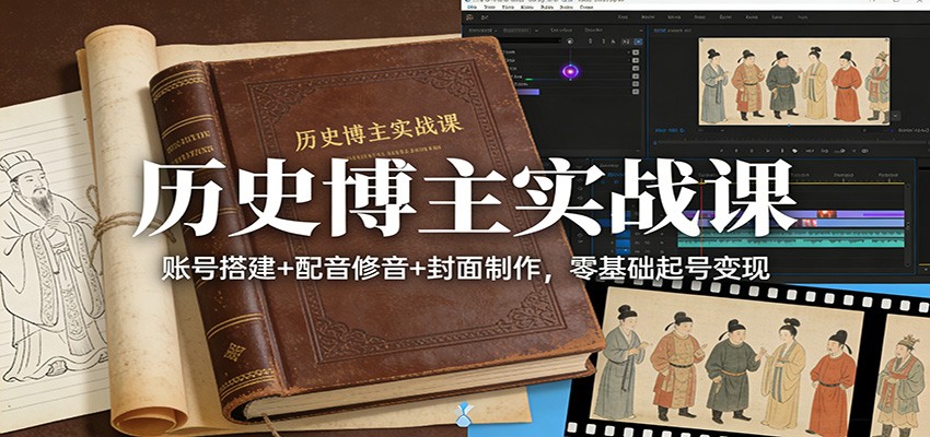 历史博主实战课：账号搭建+配音修音+封面制作，零基础起号变现-818877学习网