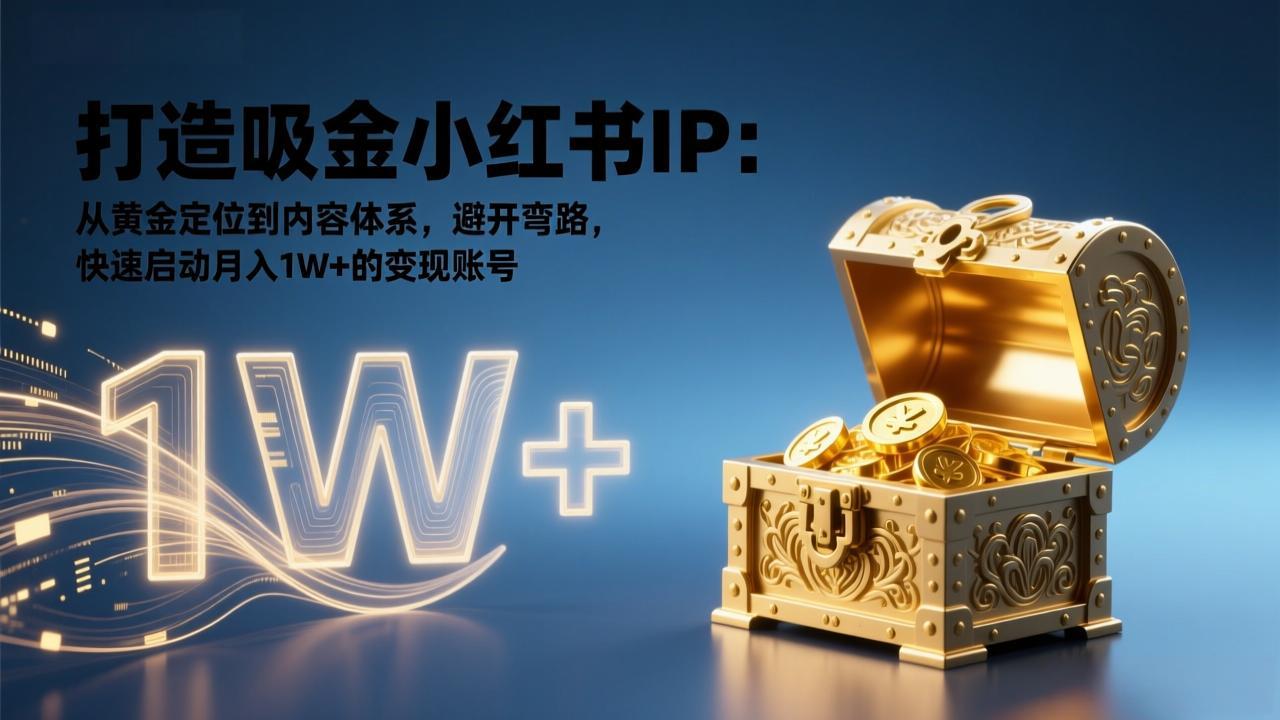 打造吸金小红书IP:从黄金定位到内容体系,避开弯路,快速启动月入1W+的变现账号-818877学习网
