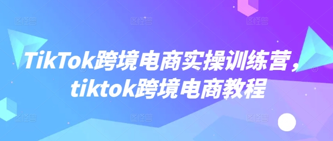 TikTok跨境电商实操训练营，tiktok跨境电商教程-818877学习网