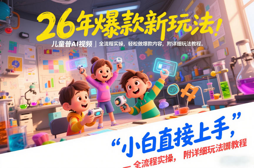 26年爆款新玩法，儿童科普AI视频，全流程实操，轻松做爆款内容，小白直接上手，附详细玩法教程-818877学习网