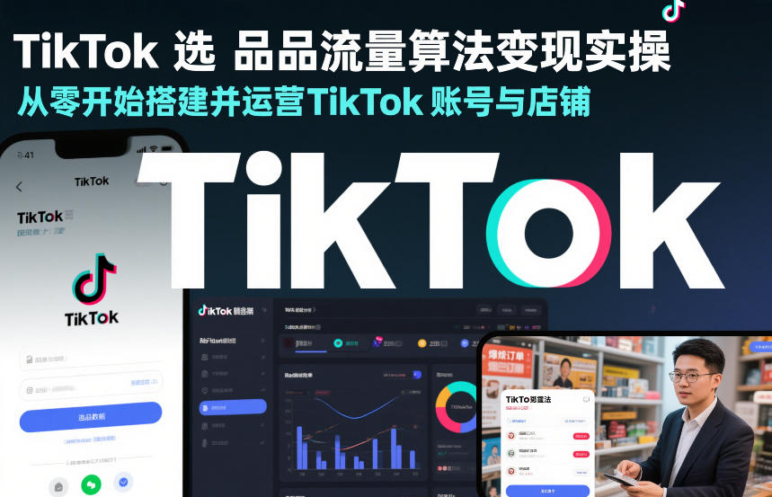 TikTok选品流量算法变现实操，从零开始搭建并运营TikTok账号与店铺-818877学习网
