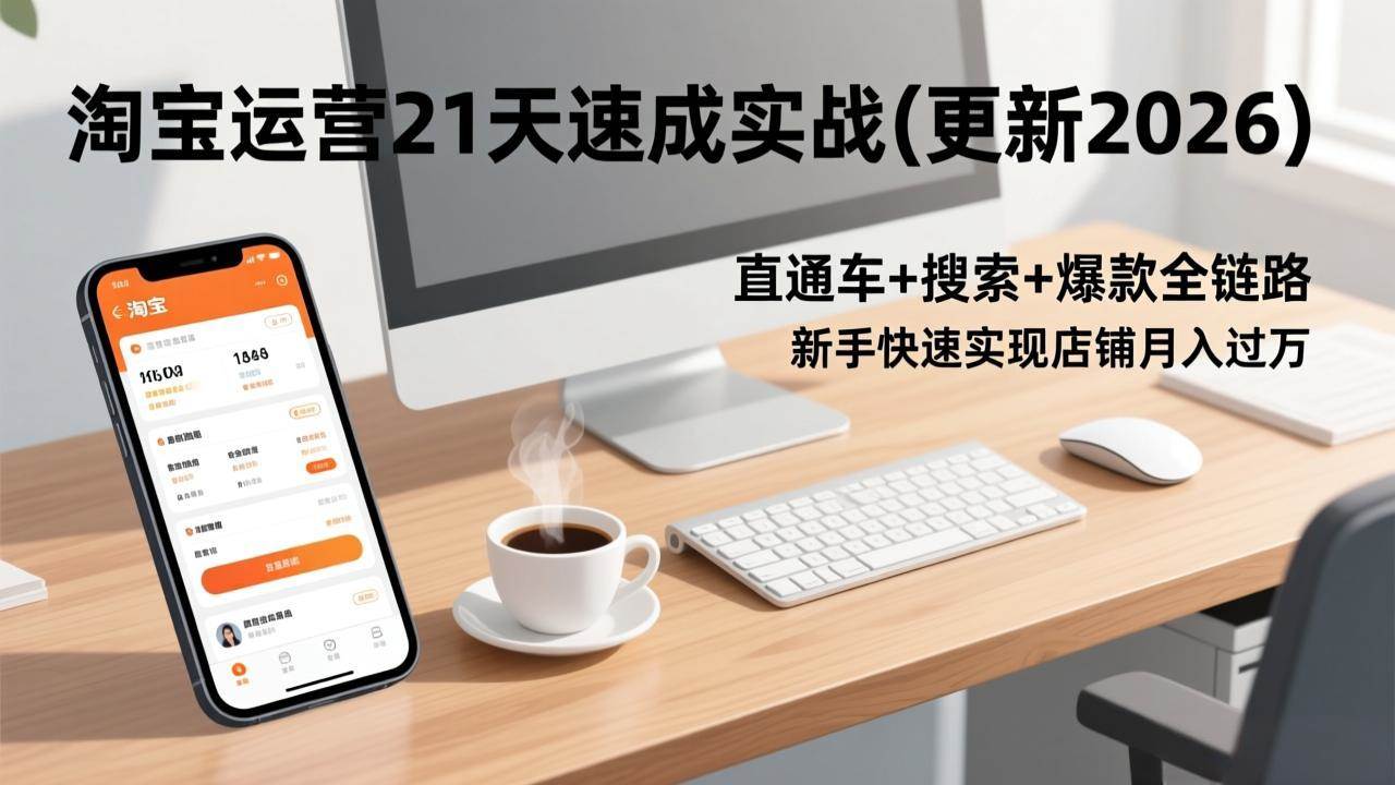 （17201期）淘宝运营21天速成实战(更新2026)，直通车+搜索+爆款全链路，新手快速实现店铺月入过万-818877学习网