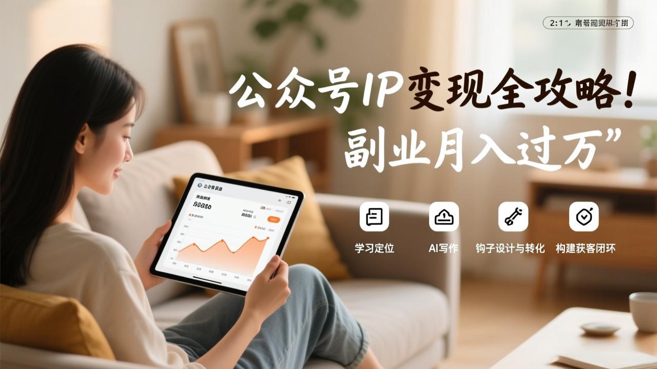 公众号IP变现全攻略，学习定位、AI写作、钩子设计与转化，构建获客闭环，副业月入过万-818877学习网