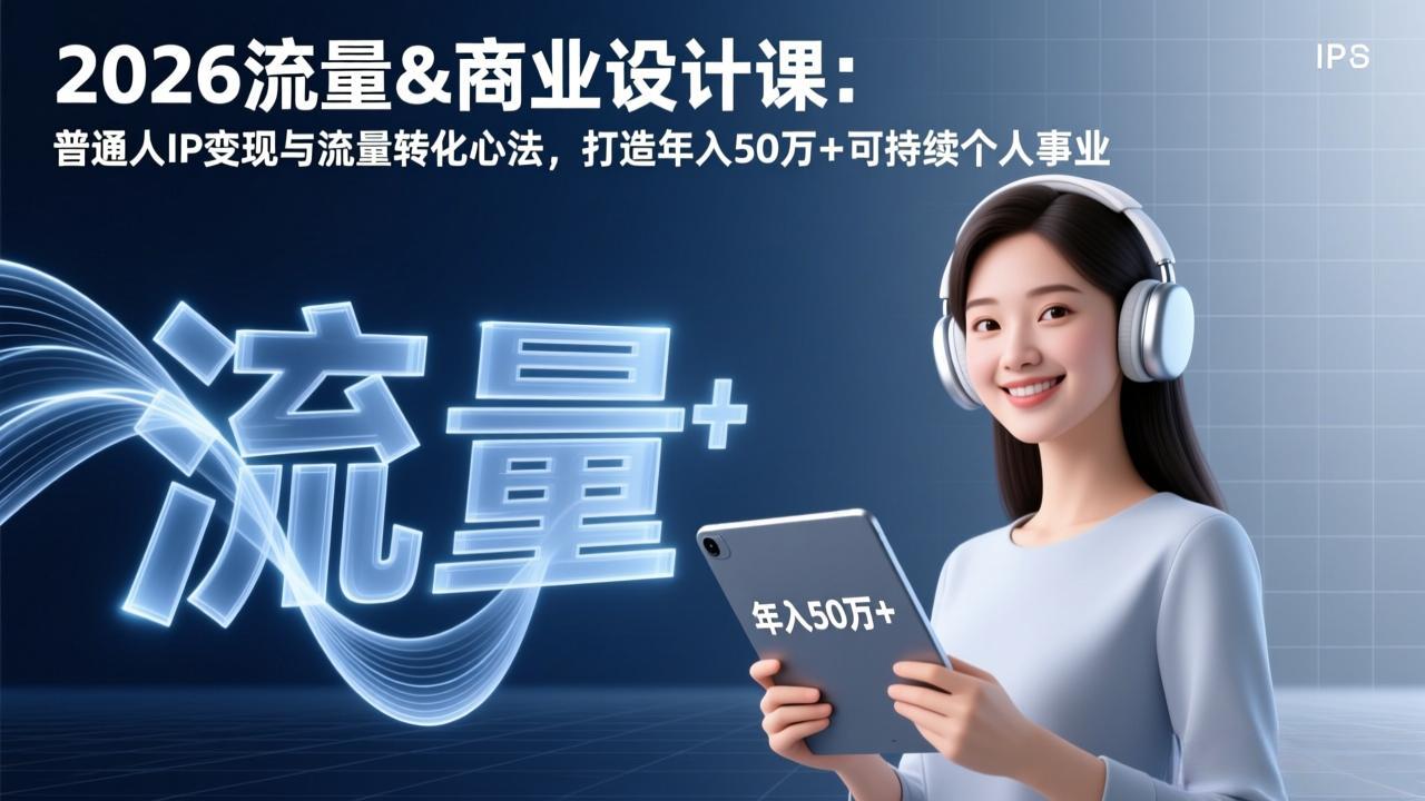 2026流量&商业设计课：普通人IP变现与流量转化心法，打造年入50万+可持续个人事业-818877学习网