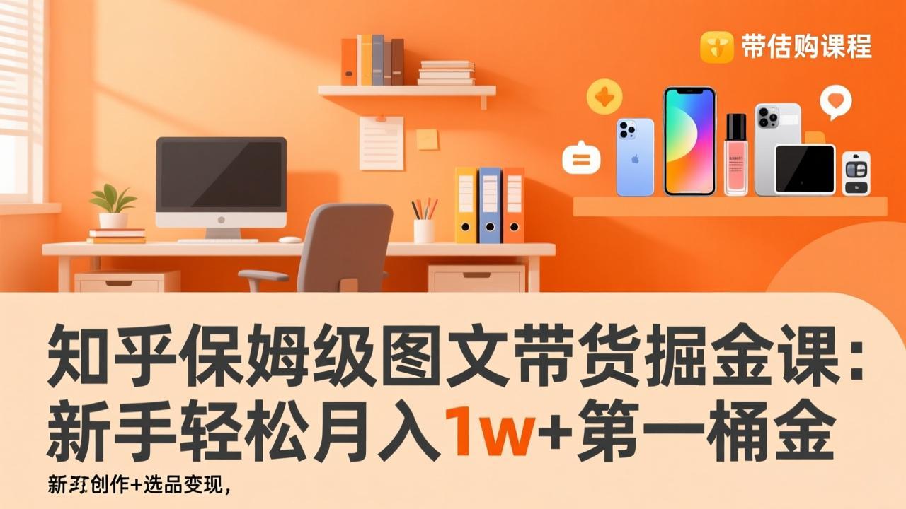 知乎保姆级图文带货掘金课：账号打造+爆文创作+选品变现，新手轻松月入1w+第一桶金-818877学习网