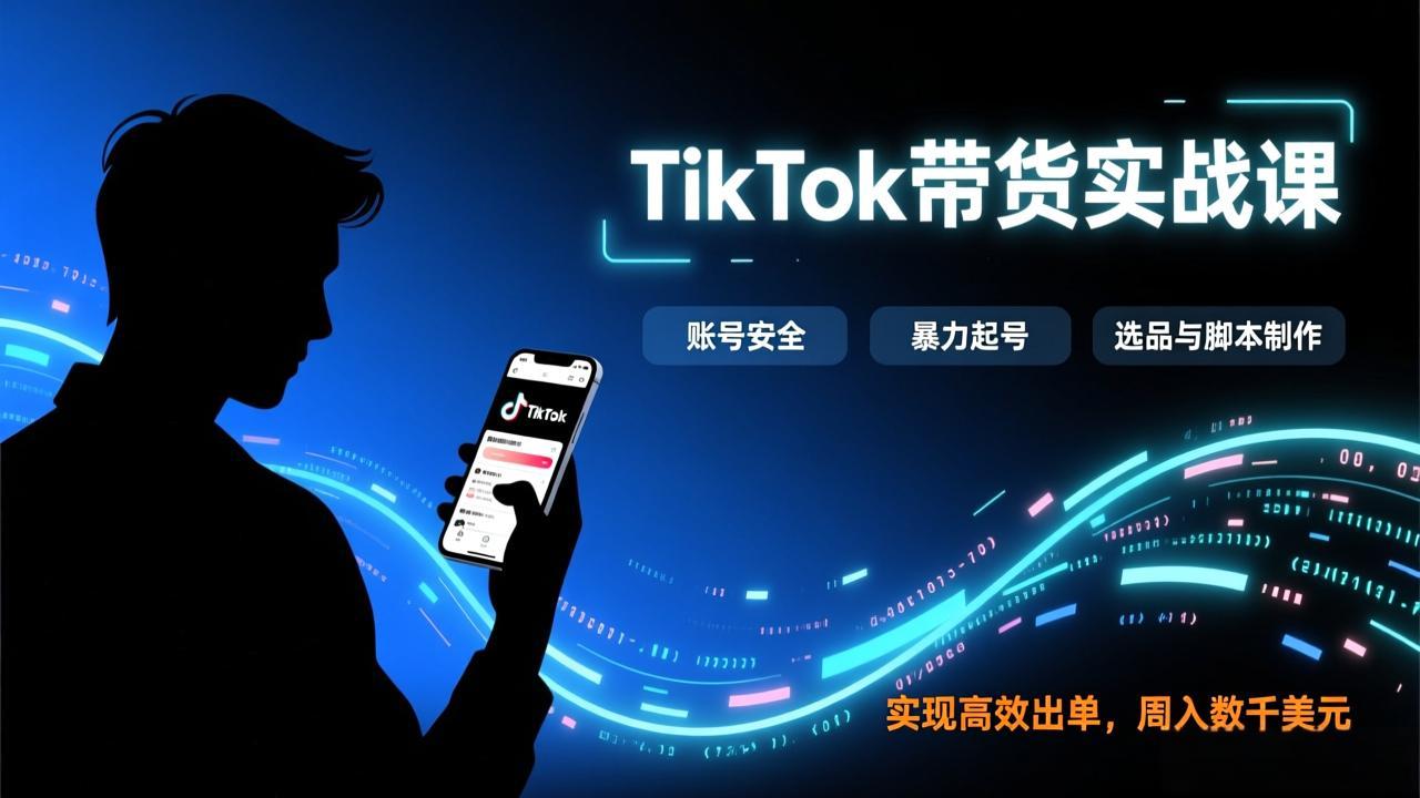 TikTok带货实战课,涵盖账号安全、暴力起号、选品与脚本制作,实现高效出单,周入数千美元-818877学习网