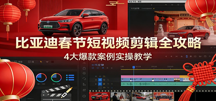 比亚迪春节短视频剪辑全攻略,4大爆款案例实操教学-818877学习网