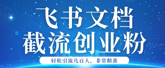 利用飞书文档截流创业粉轻松引流200+-818877学习网