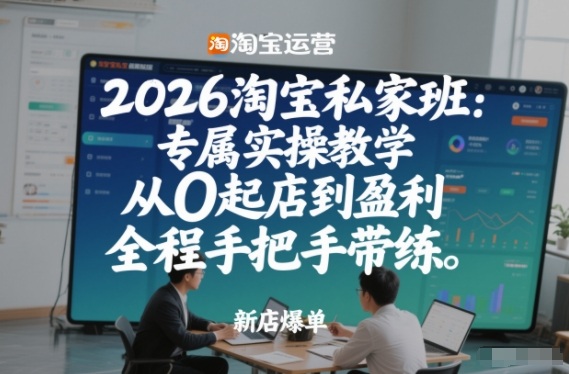 2026淘宝私家班:专属实操教学,从0起店到盈利,全程手把手带练-818877学习网