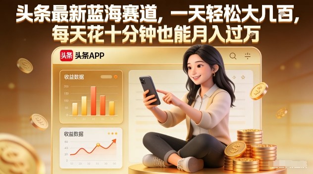 头条最新蓝海赛道，一天轻松大几张，每天花十分钟也能月入过1W【揭秘】-818877学习网