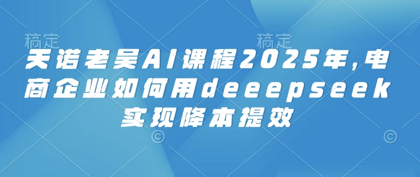 天诺老吴AI课程2025年，电商企业如何用deeepseek实现降本提效-818877学习网