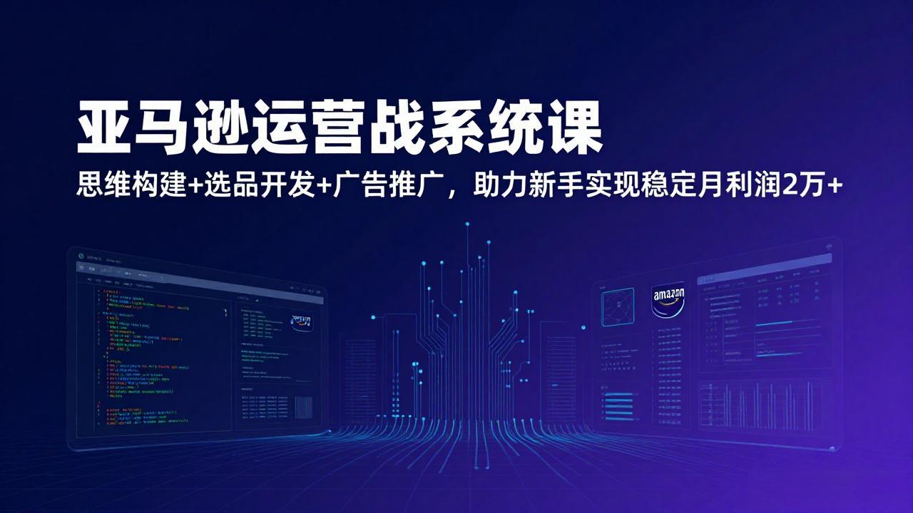 亚马逊运营实战系统课，思维构建+选品开发+广告推广，助力新手实现稳定月利润2万+(更新-818877学习网