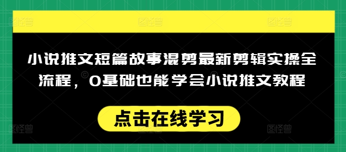 小说推文短篇故事混剪最新剪辑实操全流程，0基础也能学会小说推文教程，肯干多发日入多张-818877学习网