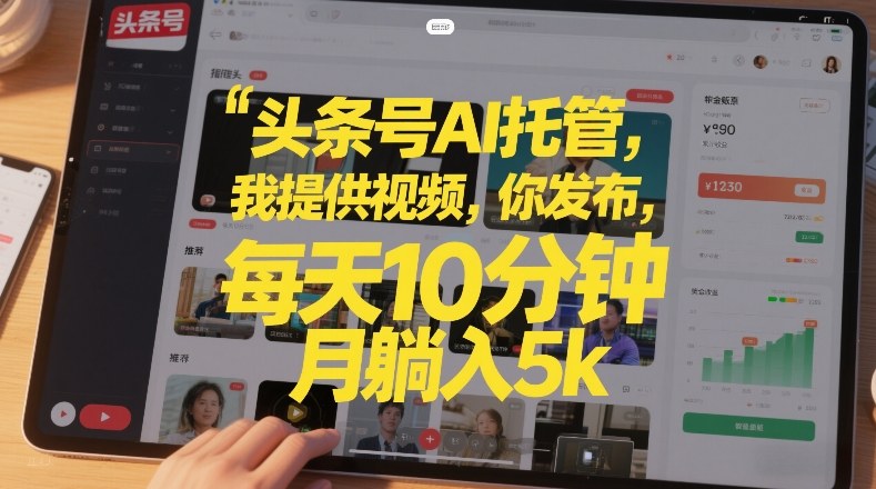 头条号AI托管,我提供视频,你发布,每天10分钟,月躺入5k+【揭秘】-818877学习网