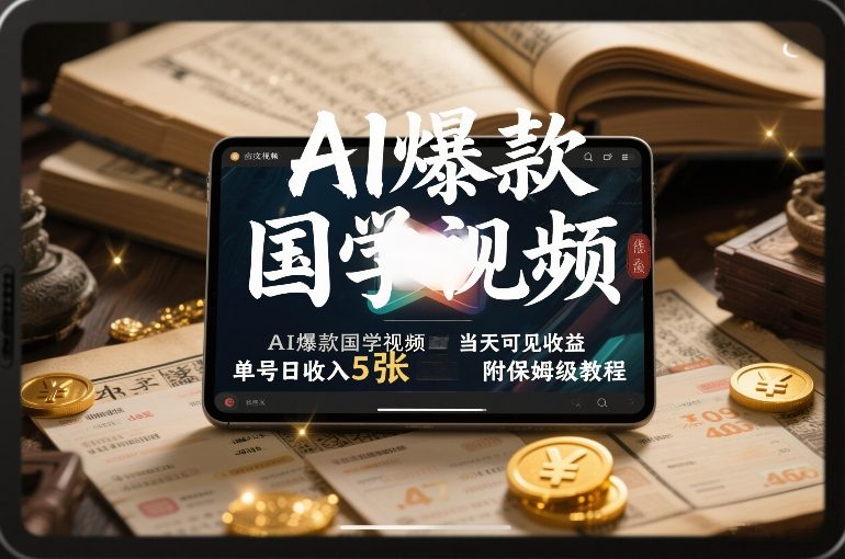 AI爆款国学视频，独家起号方法，小白直接上手，当天可见收益，单号日收入5张+附保姆级教程-818877学习网
