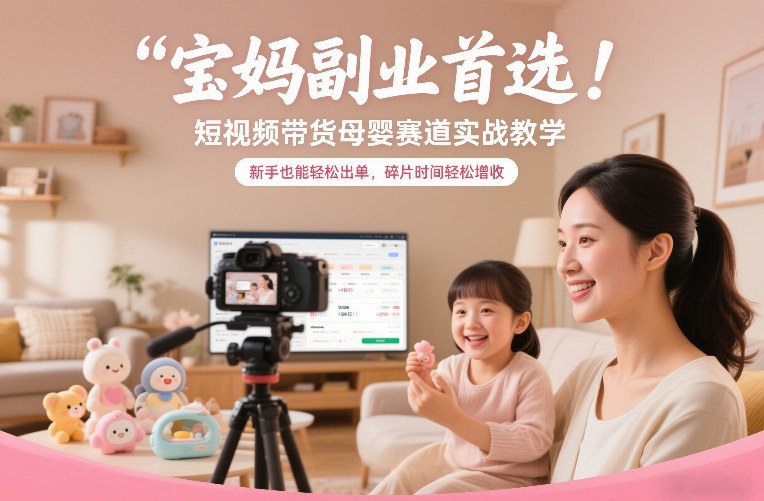 宝妈副业首选！短视频带货母婴赛道实战教学，新手也能轻松出单，碎片时间轻松增收-818877学习网