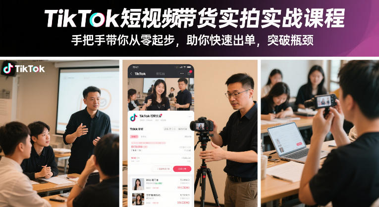 TikTok短视频带货实拍实战课程，手把手带你从零起步，助你快速出单，突破瓶颈-818877学习网