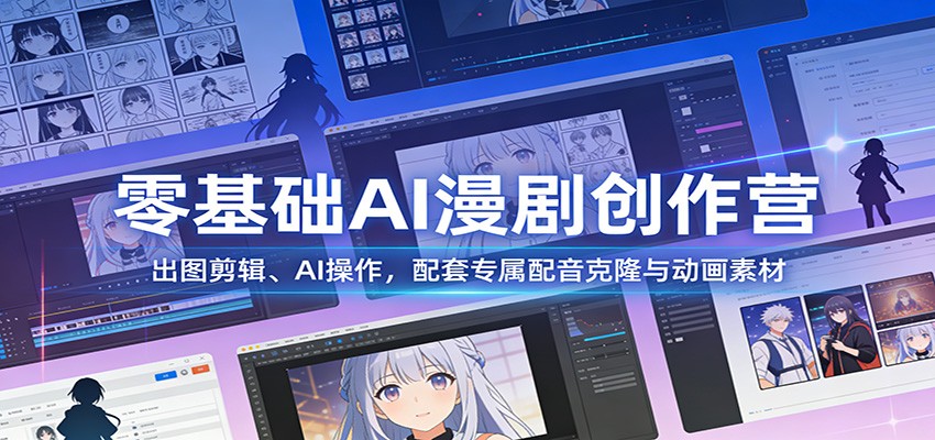 零基础AI漫剧创作营:出图剪辑、AI操作,配套专属配音克隆与动画素材-818877学习网