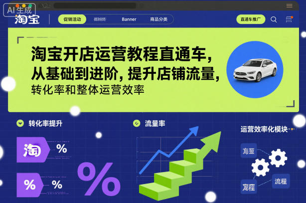 淘宝开店运营教程直通车，从基础到进阶，提升店铺流量，转化率和整体运营效率（更新26年1月）-818877学习网