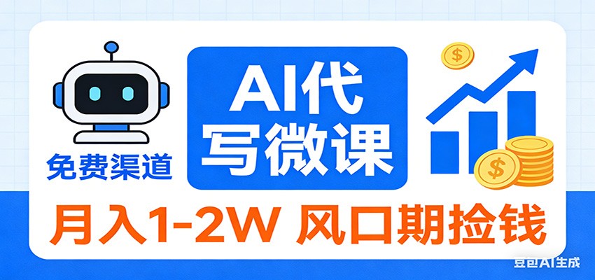 2026告别打工！AI 代写微课，提供免费渠道，月入 1-2W 风口期捡钱-818877学习网