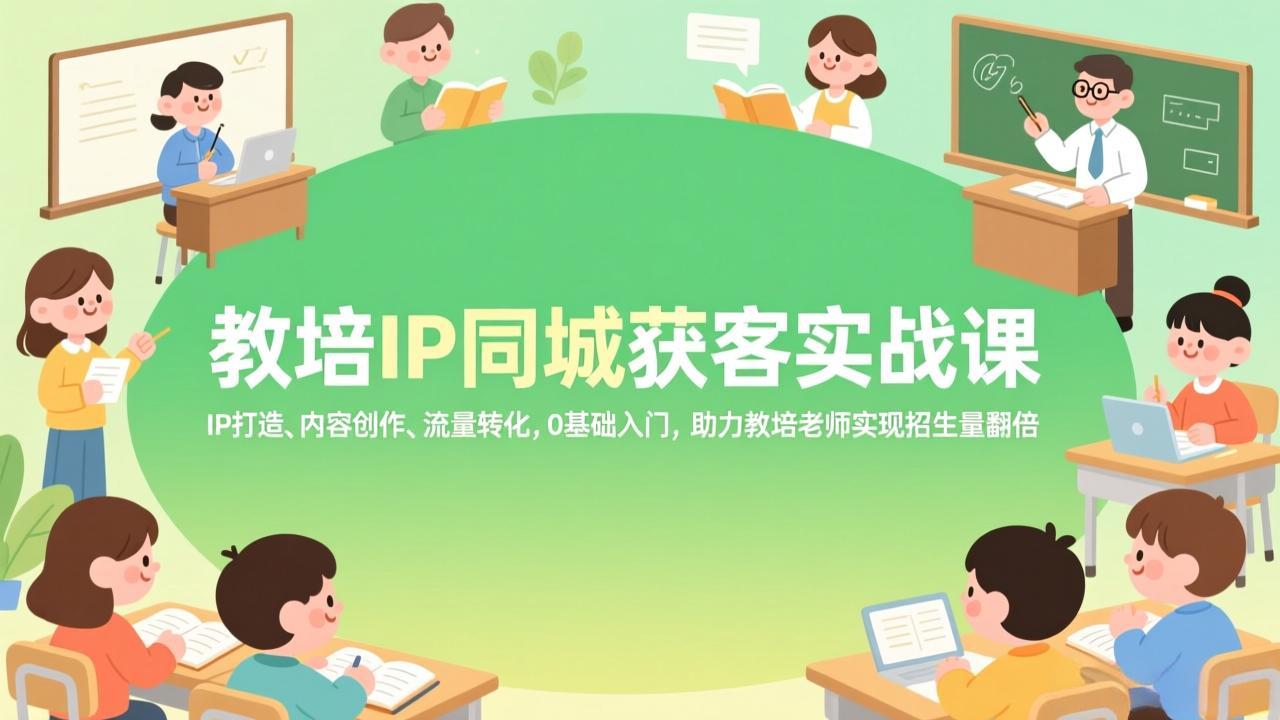 教培IP同城获客实战课,IP打造、内容创作、流量转化,0基础入门,助力教培老师实现招生量翻倍-818877学习网