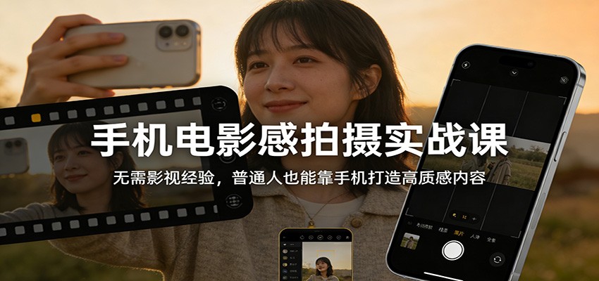 图片[1]-手机电影感拍摄实战课：无需影视经验，普通人也能靠手机打造高质感内容-818877学习网