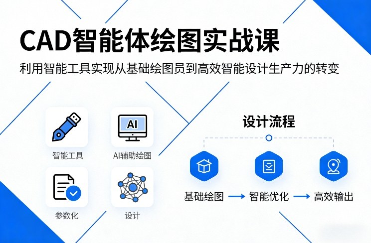 CAD智能体绘图实战课,利用智能工具,实现从基础绘图员到高效智能设计生产力的转变-818877学习网
